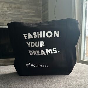 Poshmark “Fashion Your Dreams” Black & White Tote Bag